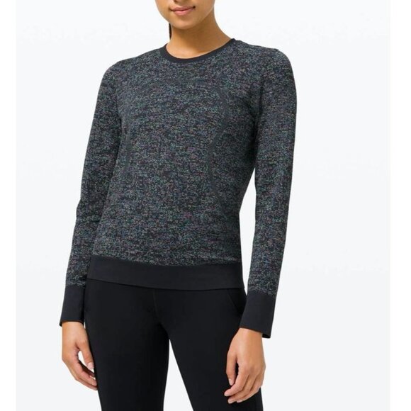 Lululemon Swiftly Breathe Long Sleeve Pixel Check Black / Highlight Multi Size 4 - Picture 1 of 3